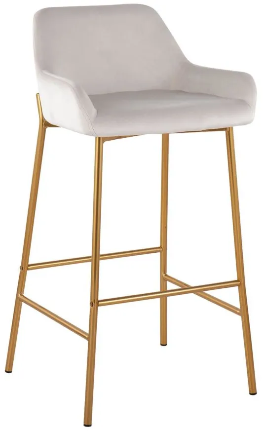 Daniella Barstool - Set of 2 in Gold Metal/White Velvet by Lumisource