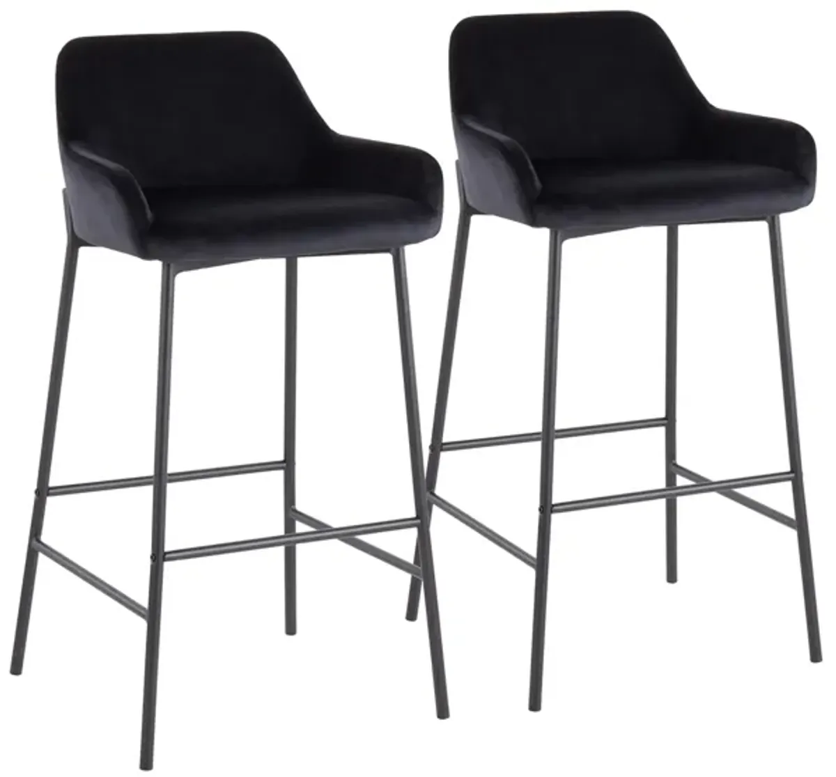 Daniella Barstool - Set of 2 in Black Metal/Black Velvet by Lumisource