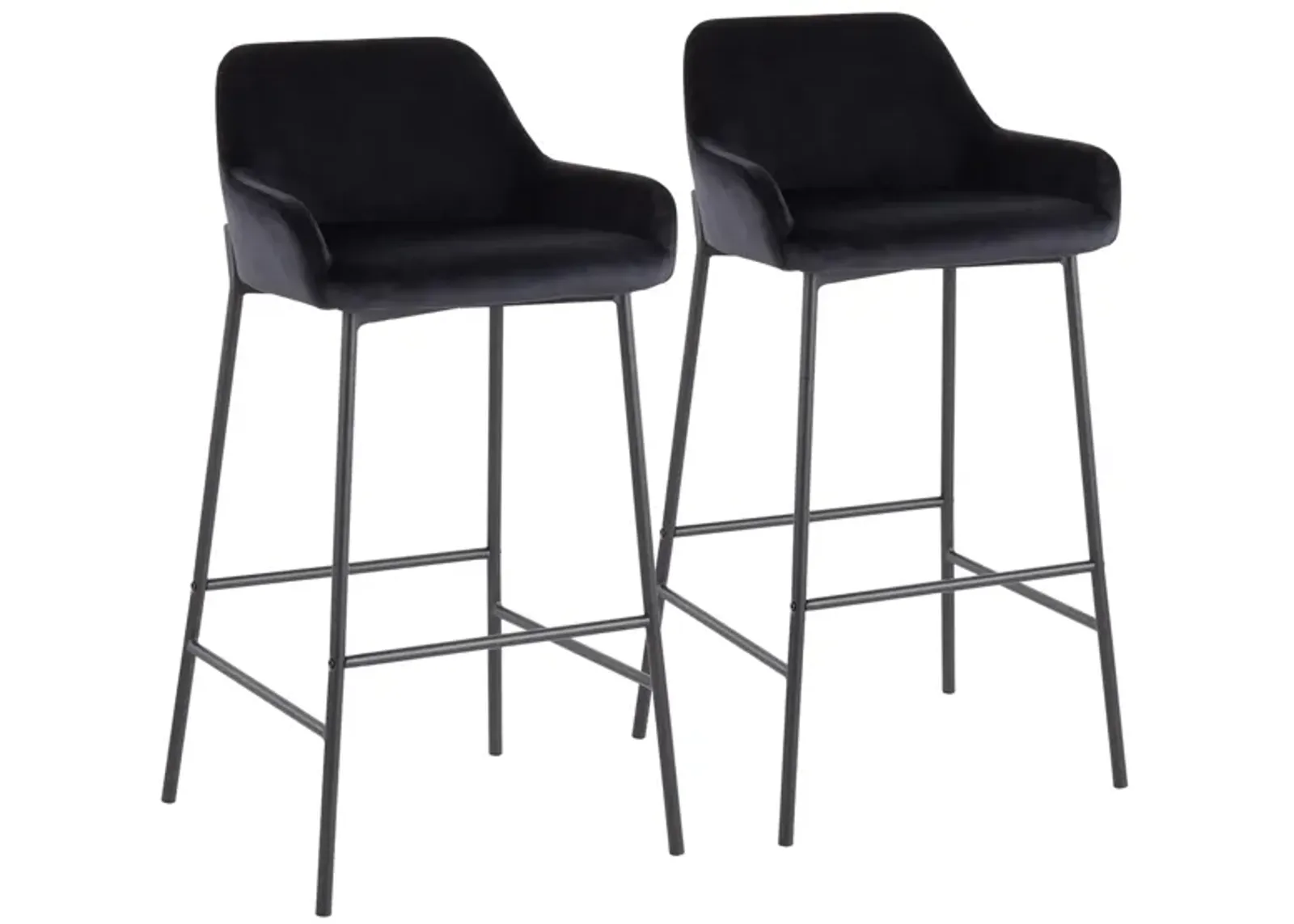 Daniella Barstool - Set of 2 in Black Metal/Black Velvet by Lumisource