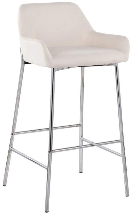 Daniella Barstool - Set of 2 in Chrome Metal/Cream Fabric by Lumisource