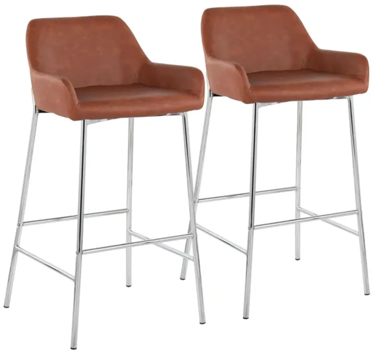 Daniella Barstool - Set of 2 in Chrome Metal/Camel PU by Lumisource