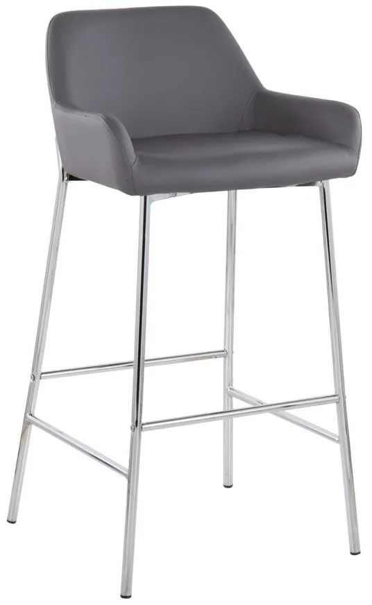 Daniella Barstool - Set of 2 in Chrome Metal/Gray PU by Lumisource