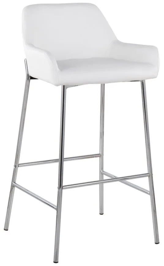 Daniella Barstool - Set of 2 in Chrome Metal/White PU by Lumisource