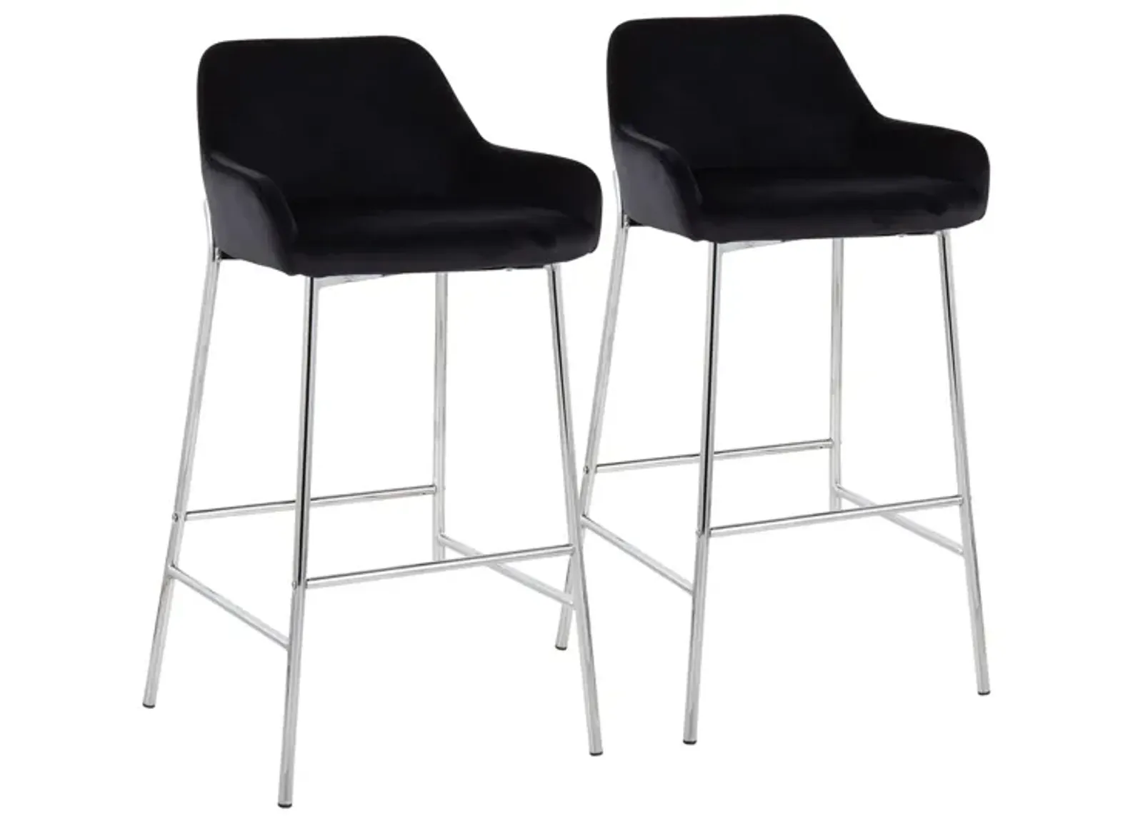 Daniella Barstool - Set of 2 in Chrome Metal/Black Velvet by Lumisource