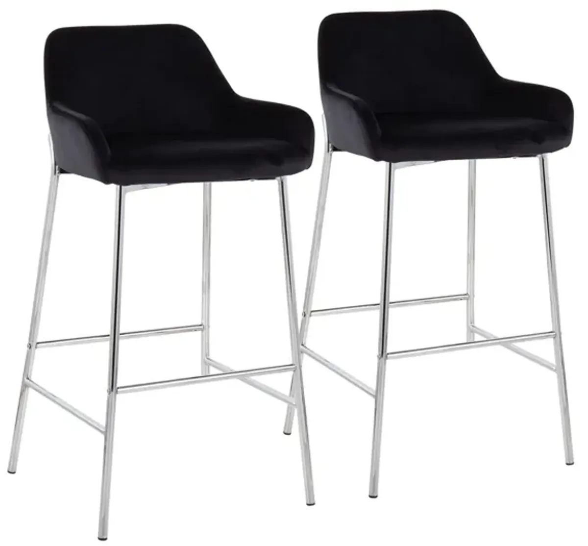 Daniella Barstool - Set of 2 in Chrome Metal/Black Velvet by Lumisource