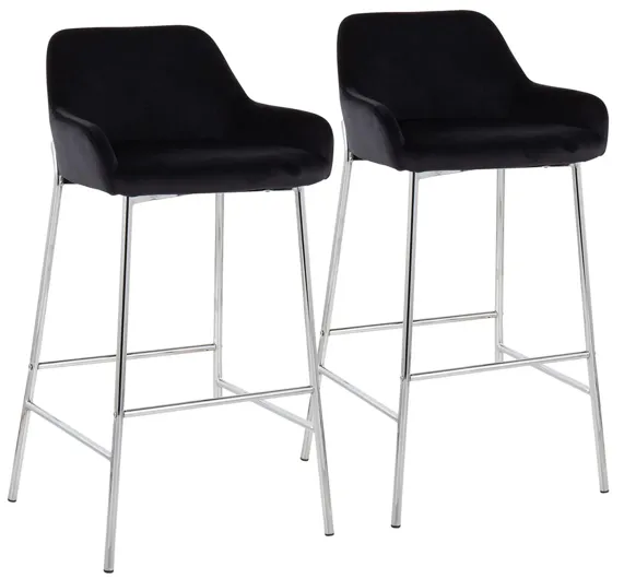 Daniella Barstool - Set of 2 in Chrome Metal/Black Velvet by Lumisource