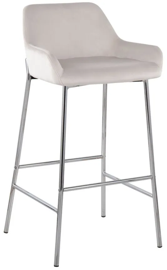 Daniella Barstool - Set of 2 in Chrome Metal/White Velvet by Lumisource