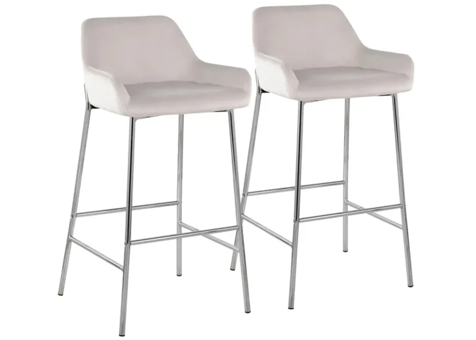 Daniella Barstool - Set of 2 in Chrome Metal/White Velvet by Lumisource