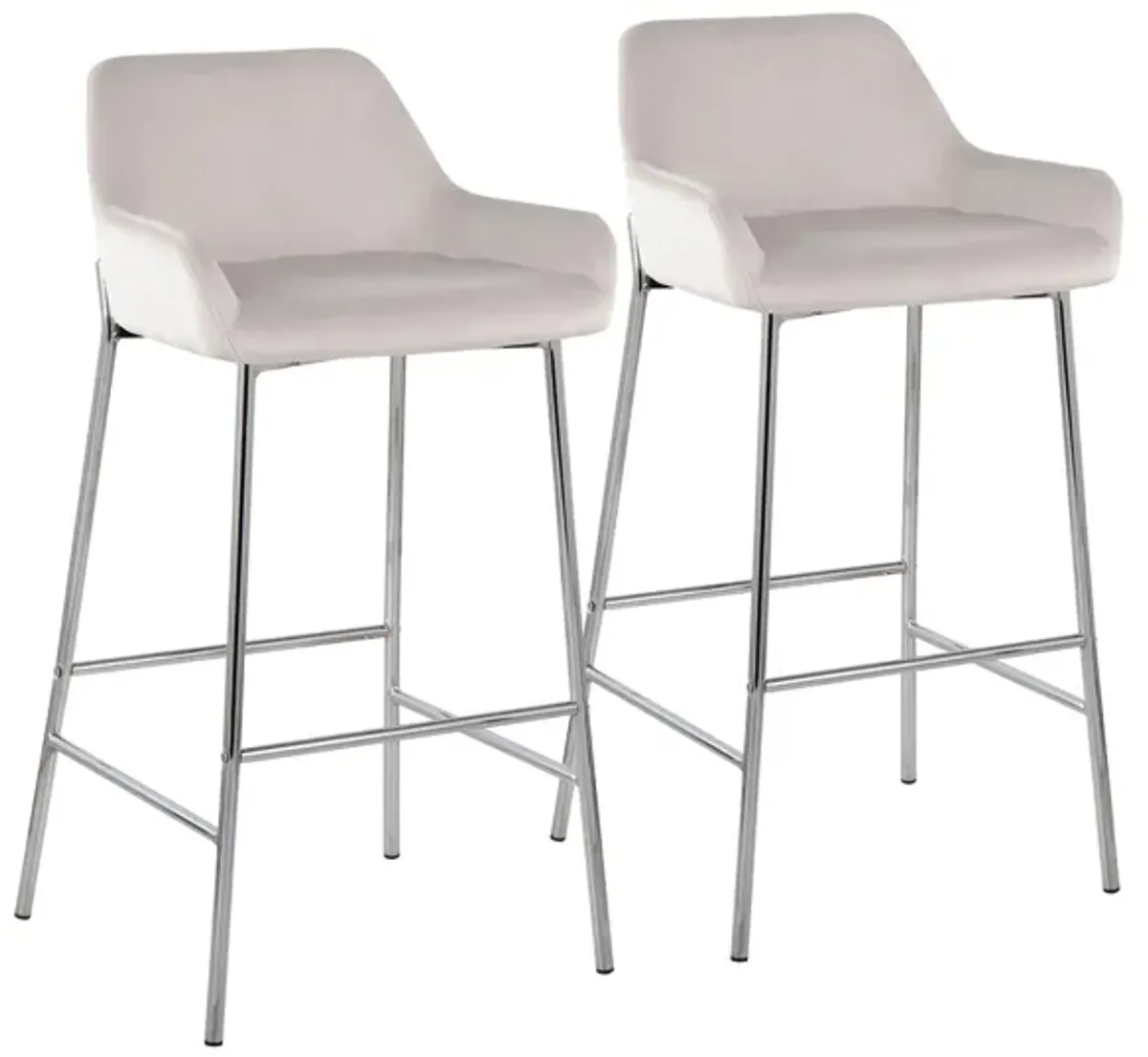 Daniella Barstool - Set of 2 in Chrome Metal/White Velvet by Lumisource