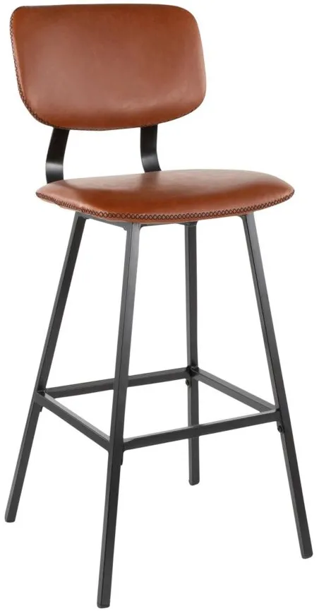 Foundry Barstool - Set of 2 in Black Metal/Gray PU by Lumisource