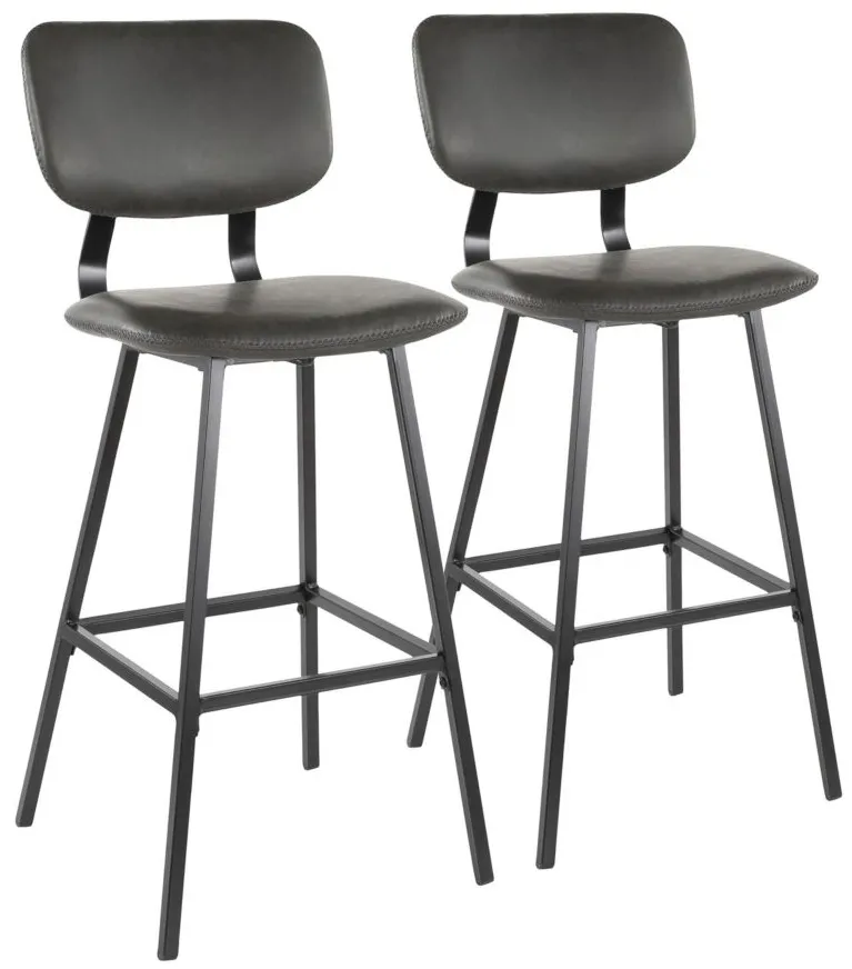 Foundry Barstool - Set of 2 in Black Metal/Gray PU by Lumisource