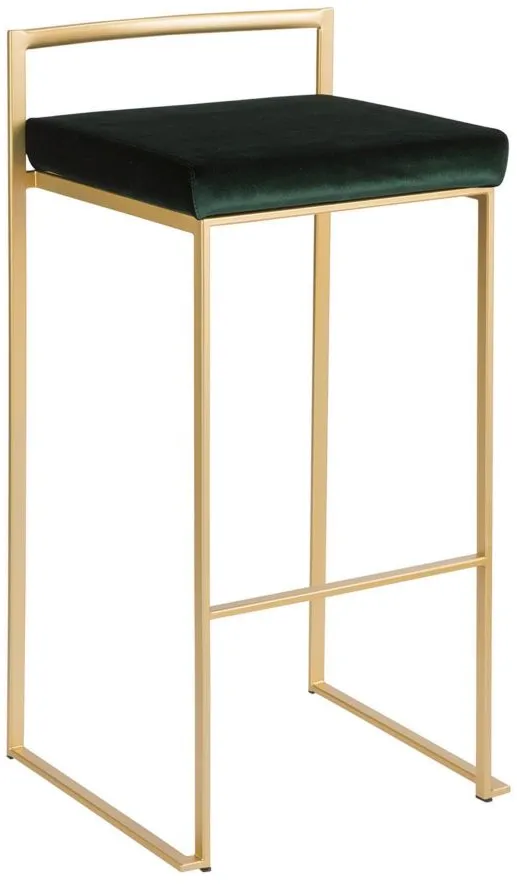 Fuji Stacker Barstool - Set of 2 in Gold/Green by Lumisource