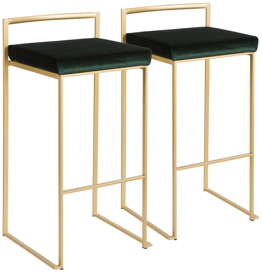 Fuji Stacker Barstool - Set of 2 in Gold/Green by Lumisource
