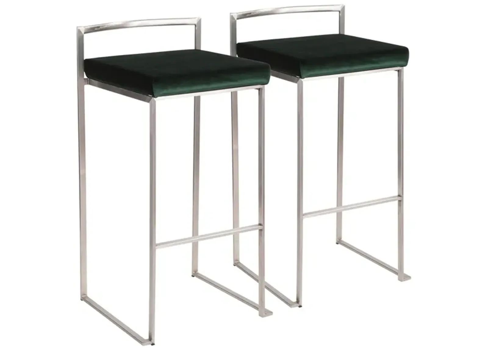 Fuji Stacker Barstool - Set of 2 in Stainless Steel/Green by Lumisource