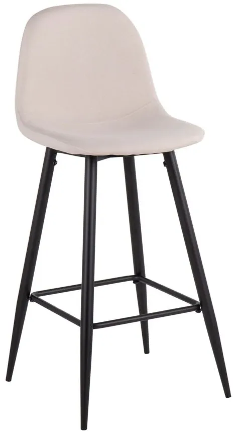 Pebble Barstool - Set of 2 in Black Metal/Beige Fabric by Lumisource