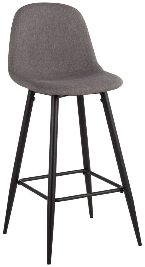 Pebble Barstool - Set of 2 in Black Metal/Charcoal Fabric by Lumisource