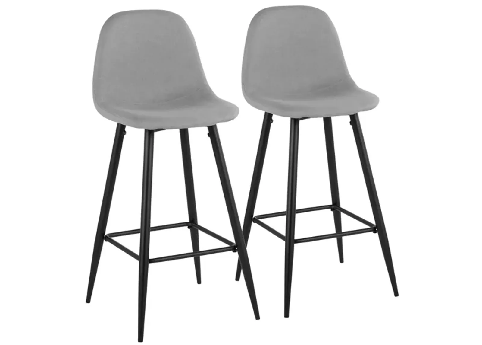 Pebble Barstool - Set of 2 in Black Metal/Light Gray Fabric by Lumisource