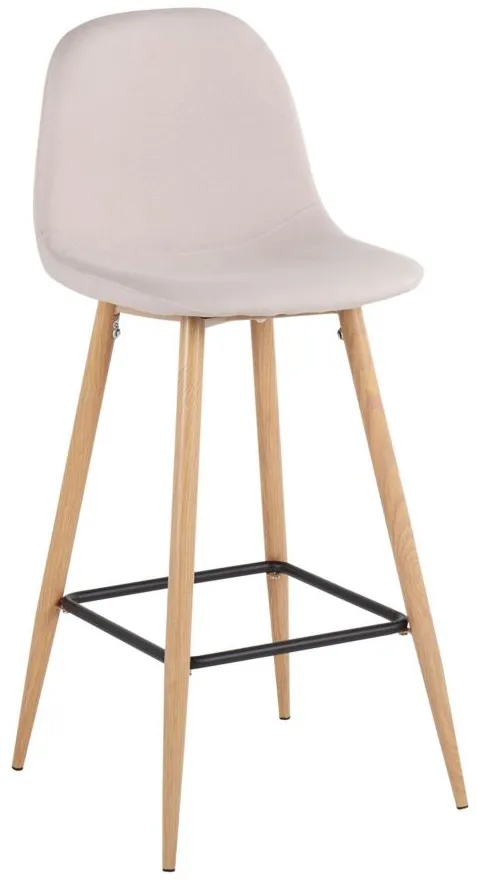 Pebble Barstool - Set of 2 in Natural Metal/Beige Fabric by Lumisource