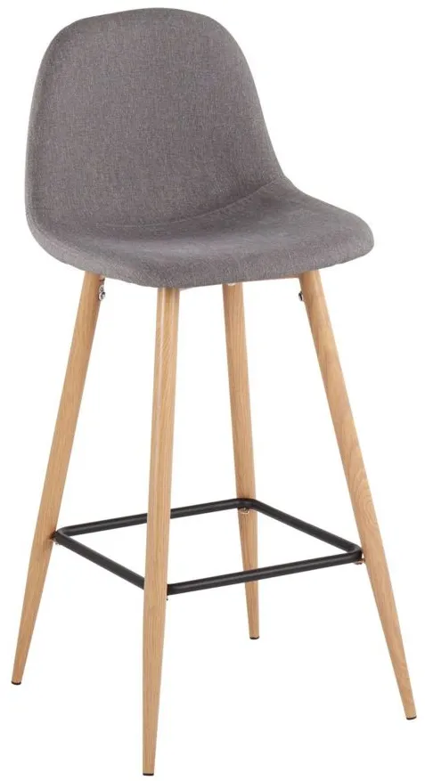 Pebble Barstool - Set of 2 in Natural Metal/Charcoal Fabric by Lumisource