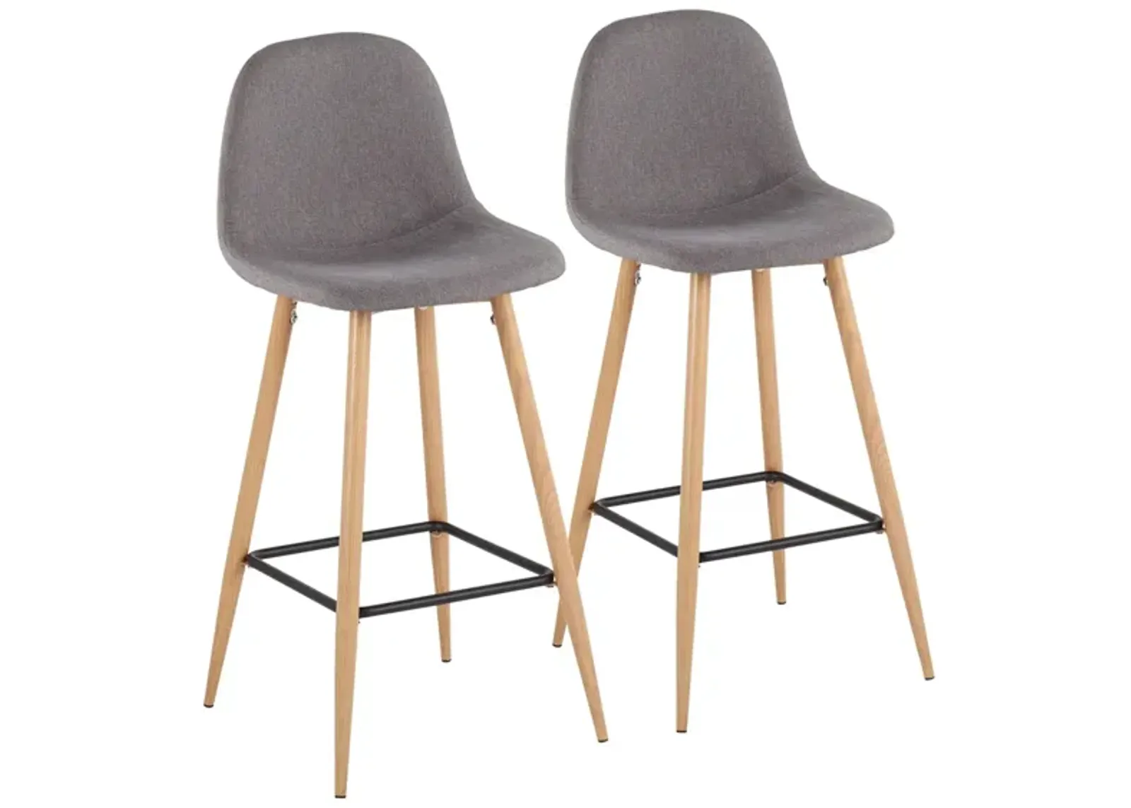 Pebble Barstool - Set of 2 in Natural Metal/Charcoal Fabric by Lumisource