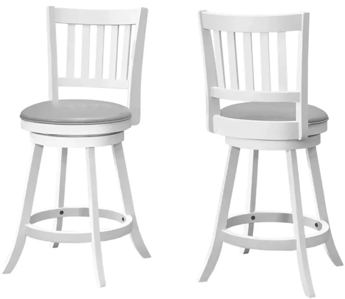 Monarch Slat Back Counter stool- Set Of 2 in White by Monarch Specialties