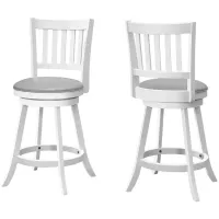 Monarch Slat Back Barstool - Set Of 2 in White by Monarch Specialties