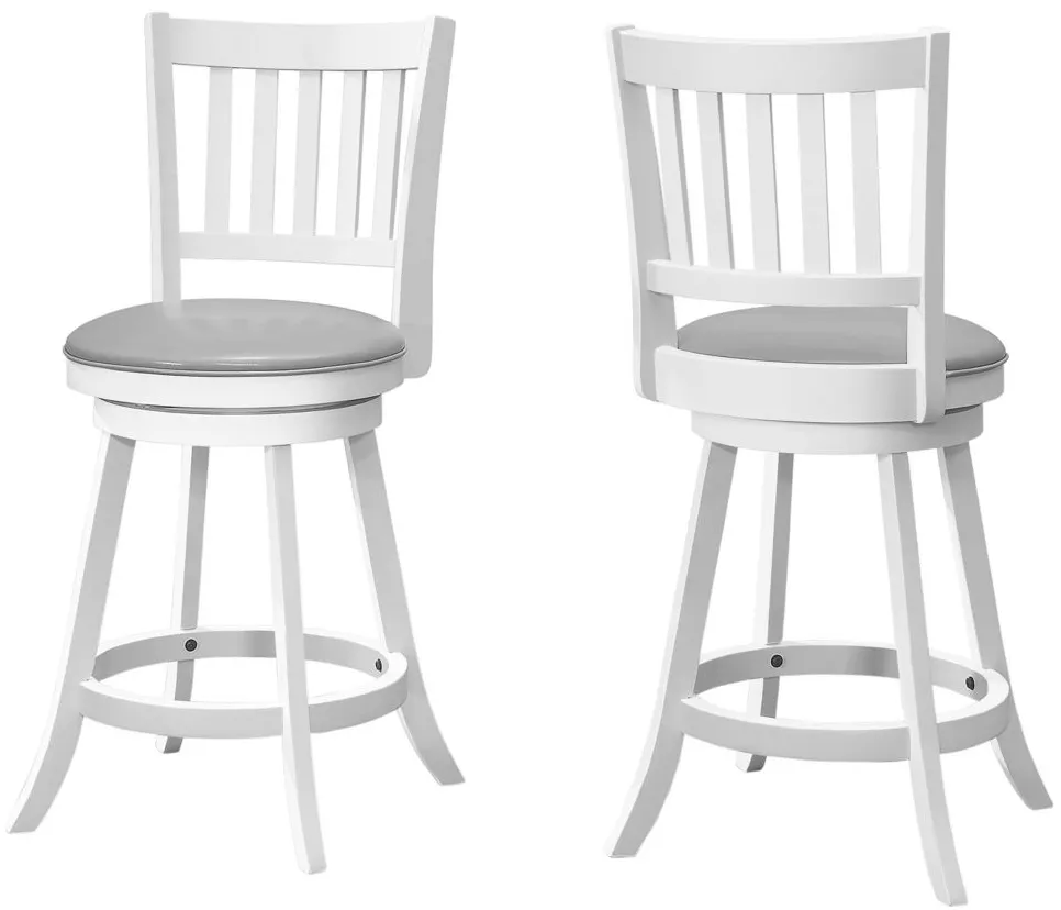 Monarch Slat Back Barstool - Set Of 2 in White by Monarch Specialties