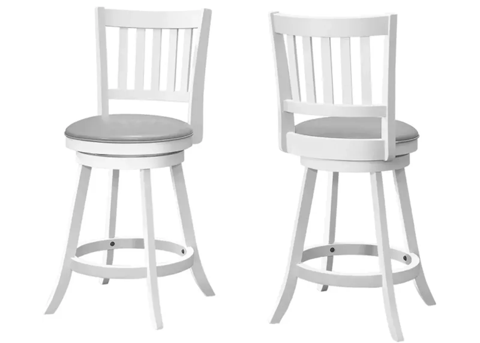 Monarch Slat Back Counter stool- Set Of 2 in White by Monarch Specialties