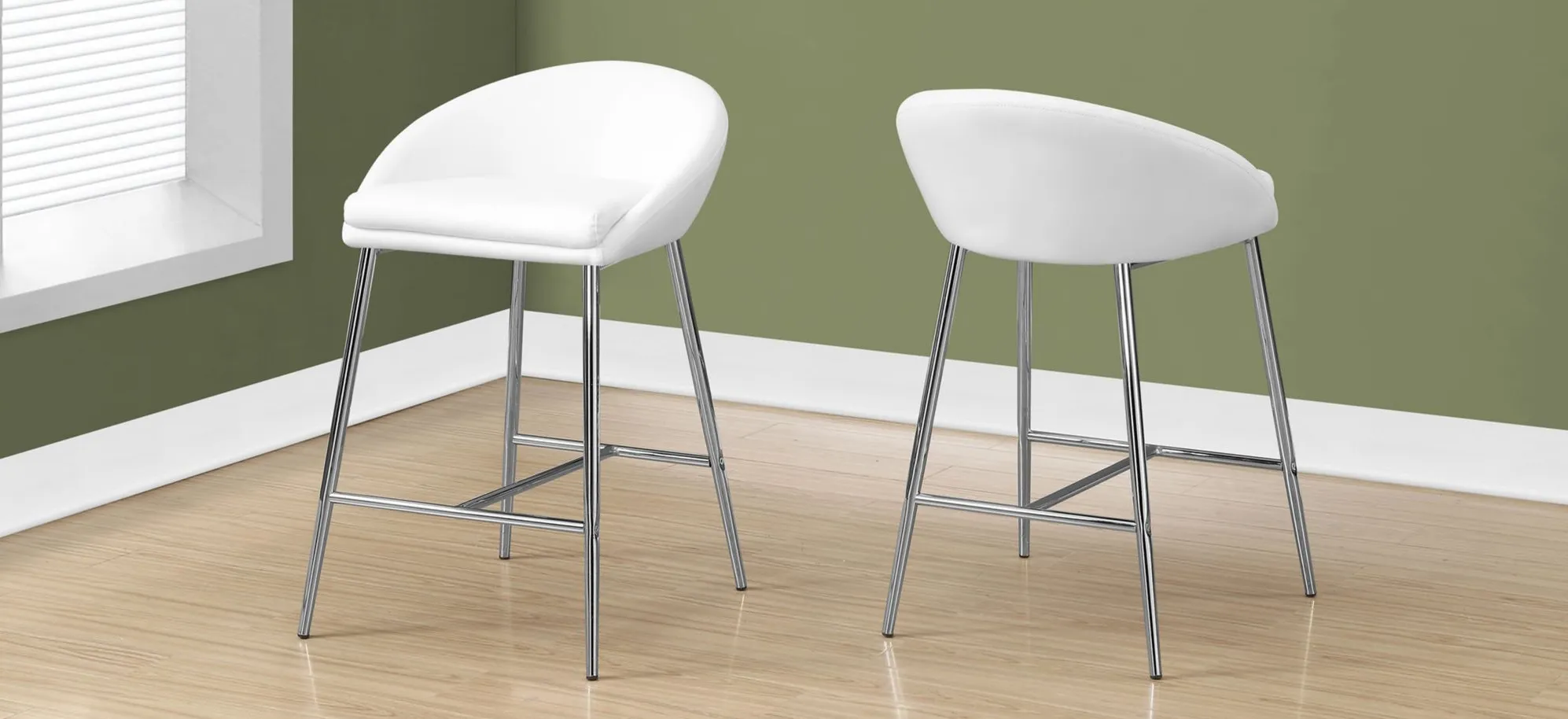 Monarch Saddle Back 30" Barstool- Set of 2 in White by Monarch Specialties