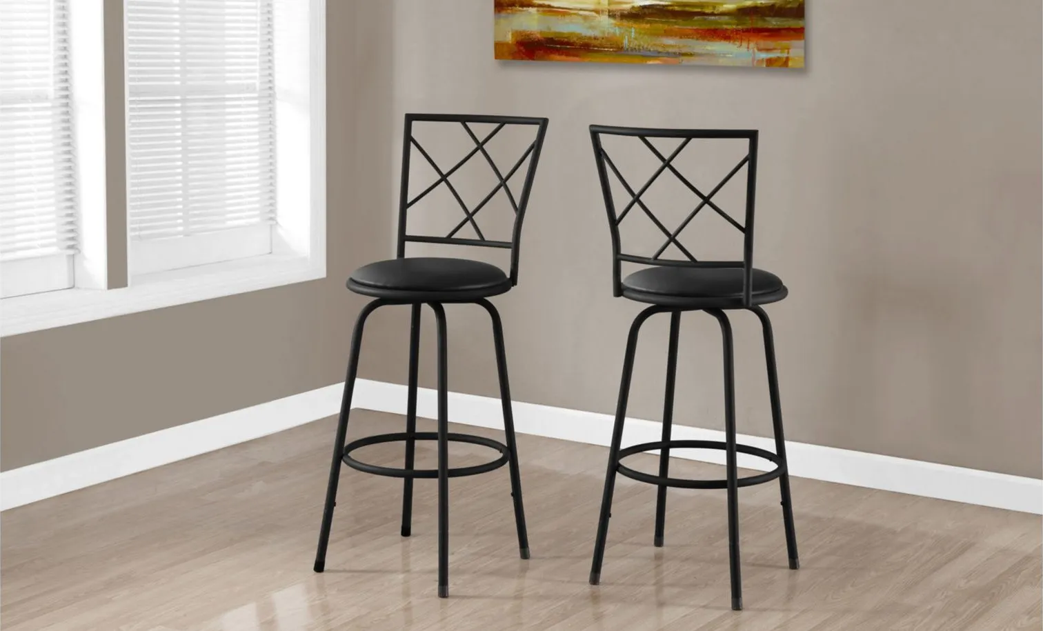 Monarch Barstool- Set of 2 in Black by Monarch Specialties