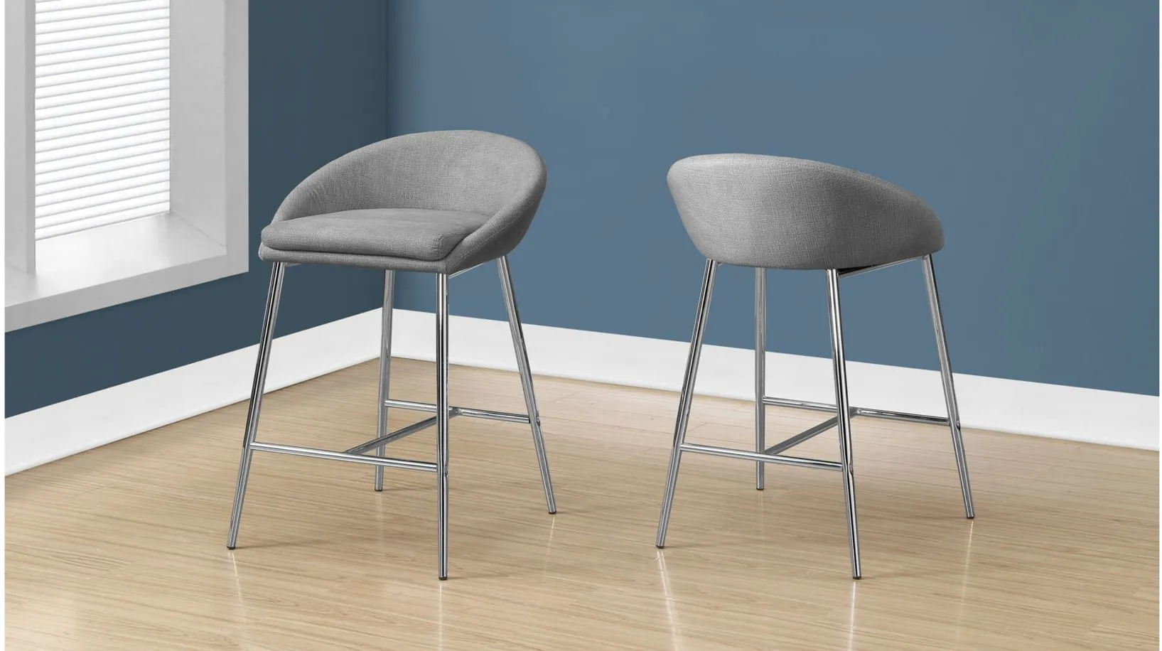 Monarch Saddle Back 30" Barstool- Set of 2 in Grey by Monarch Specialties