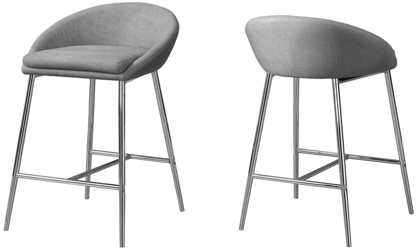 Monarch Saddle Back 30" Barstool- Set of 2 in Grey by Monarch Specialties