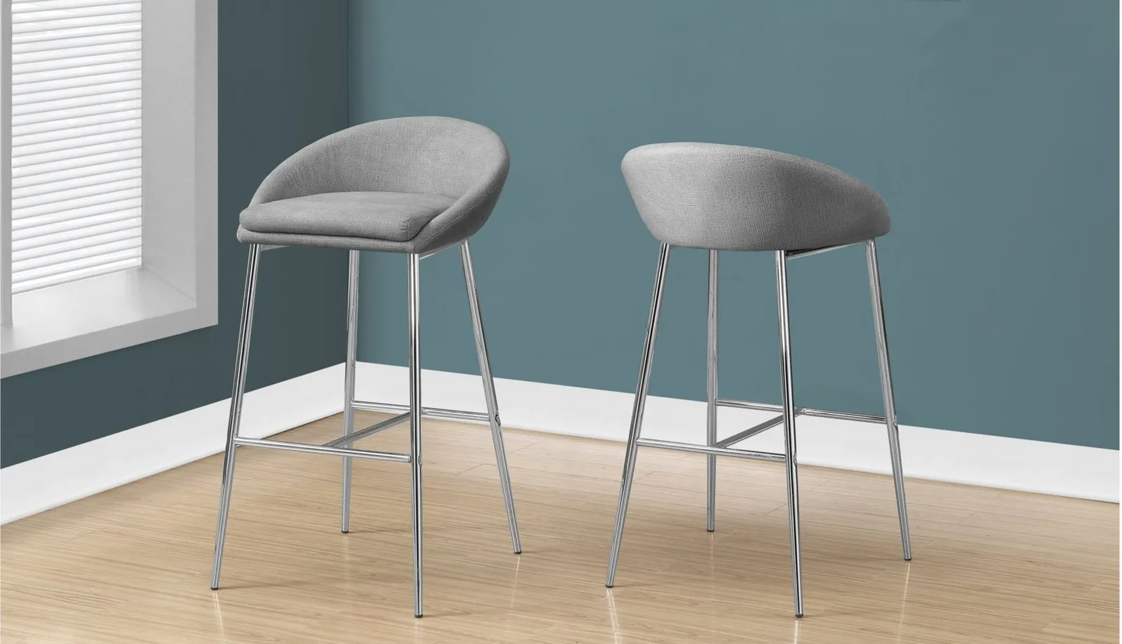 Monarch Saddle Back 36" Barstool- Set of 2 in Grey by Monarch Specialties