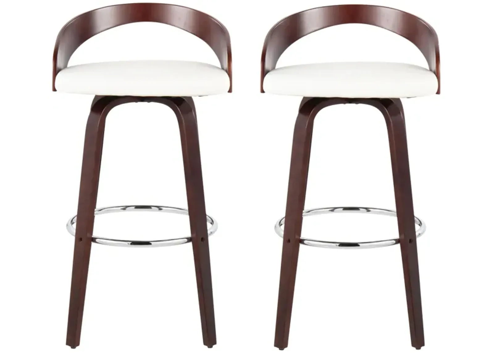 Grotto Barstool- Set of 2 in Cherry;White;Chrome by Lumisource