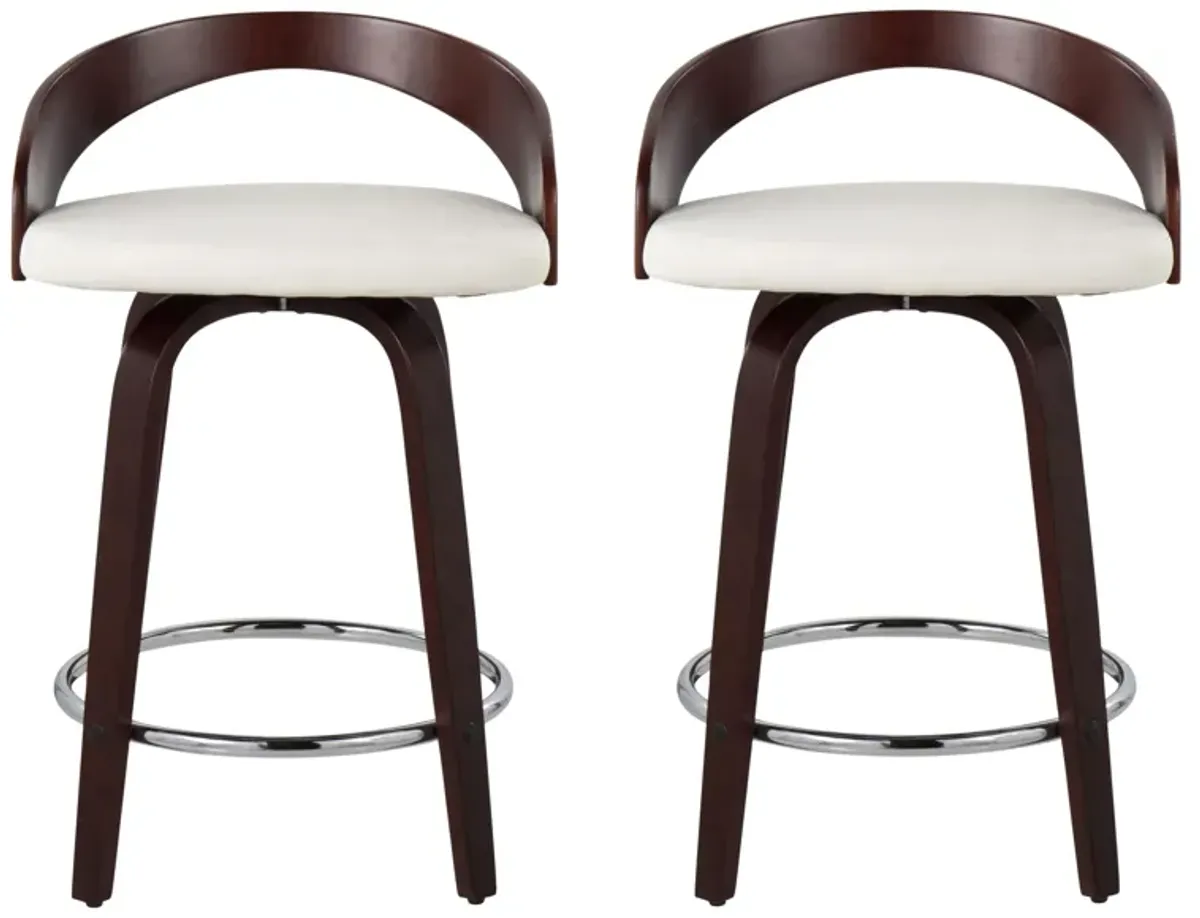 Grotto Counter Stool- Set of 2 in Cherry;White;Chrome by Lumisource