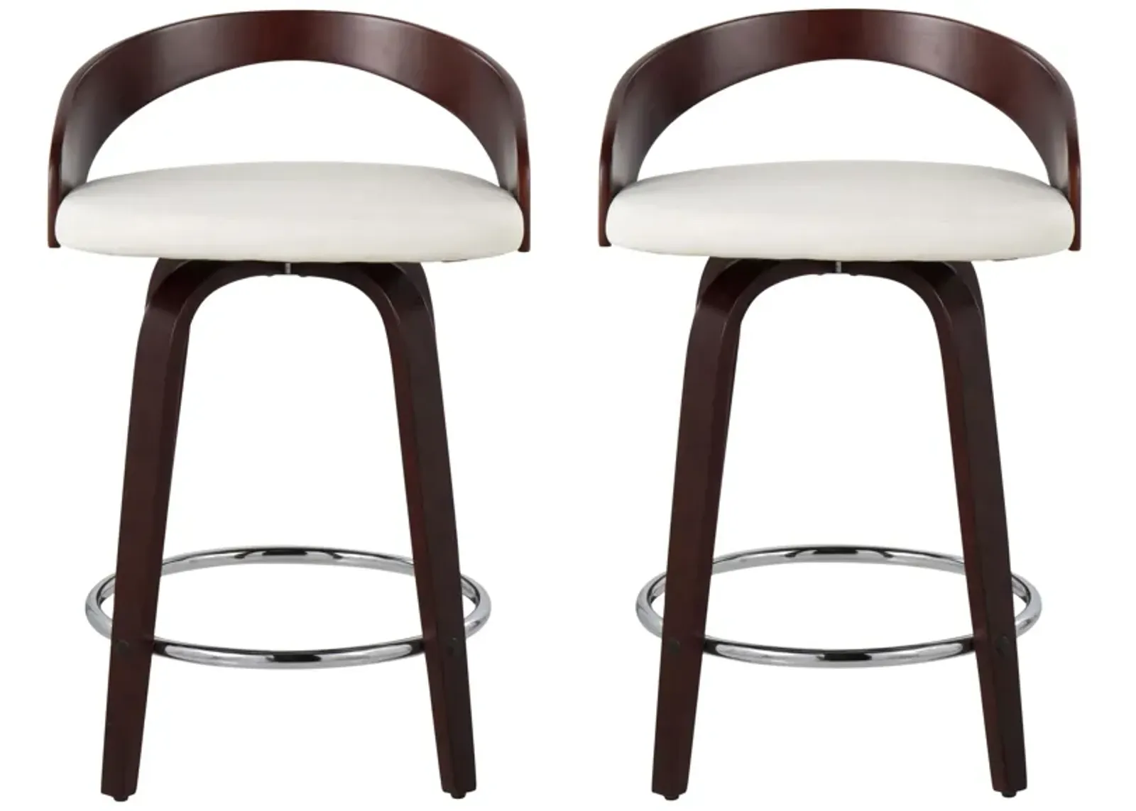 Grotto Counter Stool- Set of 2 in Cherry;White;Chrome by Lumisource