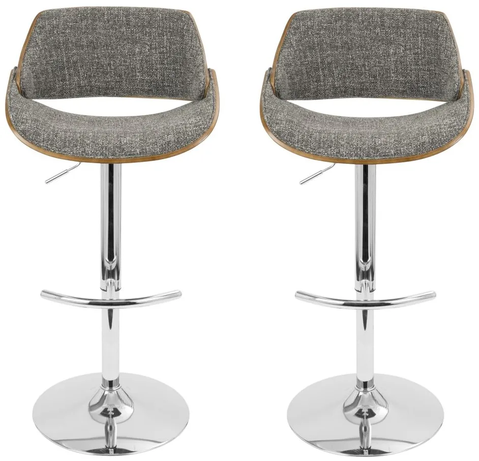 Fabrizzi Adjustable Barstool- Set of 2 in Chrome;Walnut;Gray by Lumisource