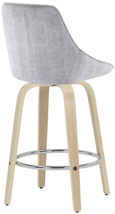 Diana Counter Stool- Set of 2 in Natural;Grey Corduroy;Chrome by Lumisource