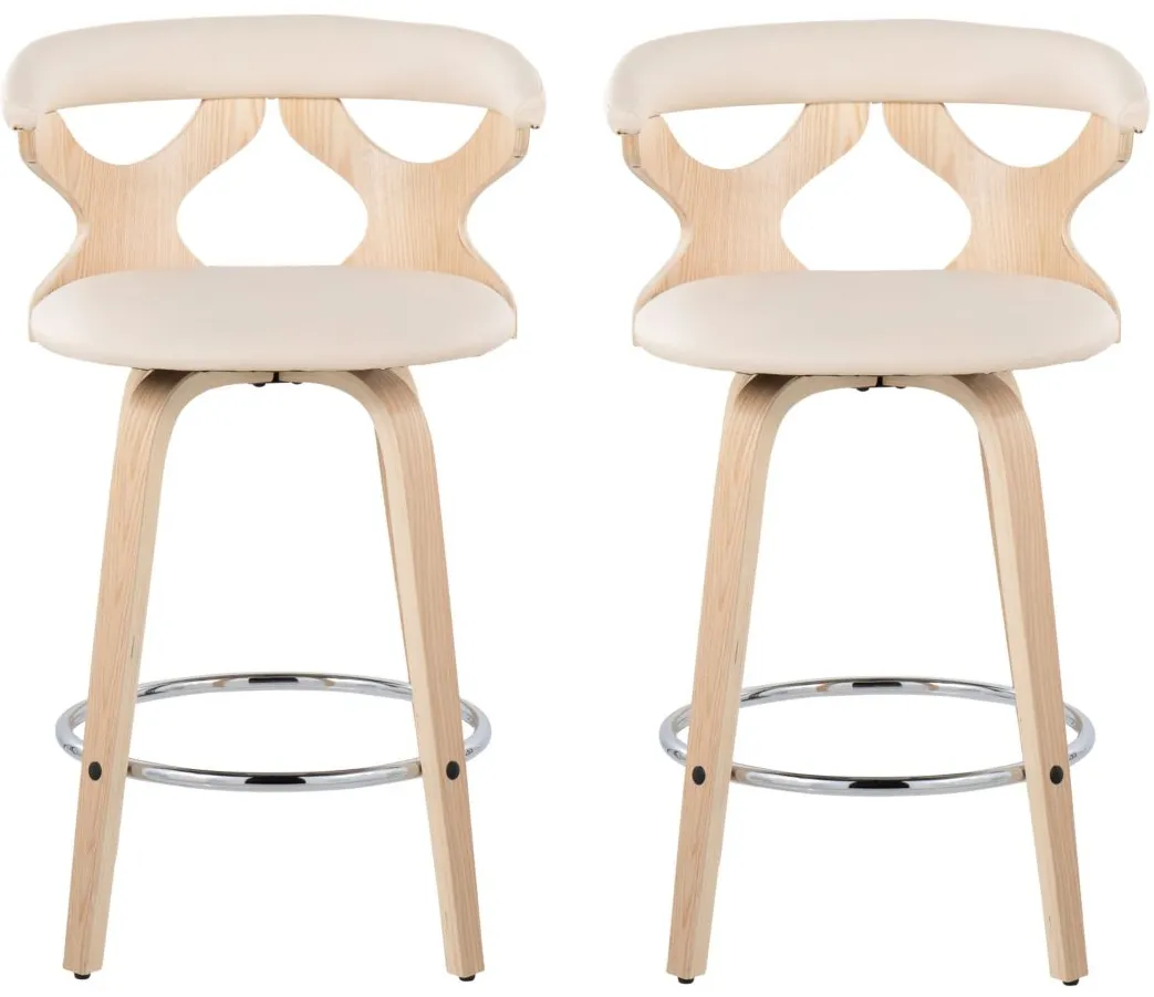 Gardenia Counter Stool- Set of 2 in Natural;Cream;Chrome by Lumisource