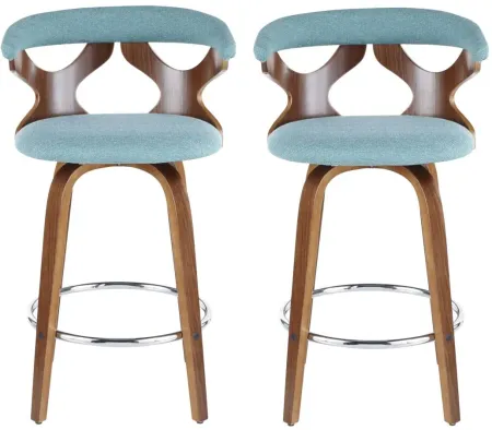 Gardenia Counter Stool- Set of 2 in Teal;Walnut;Chrome by Lumisource