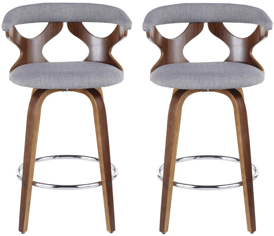 Gardenia Counter Stool- Set of 2 in Walnut;Light Gray;Chrome by Lumisource