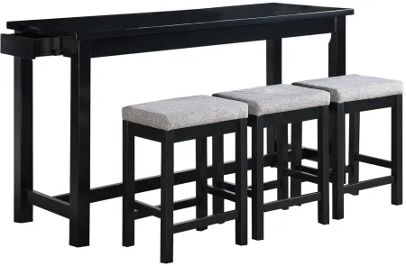 Holders 4-pc Counter-Height Dining Set W/ Usb Port And Power Outlet in Black by Homelegance