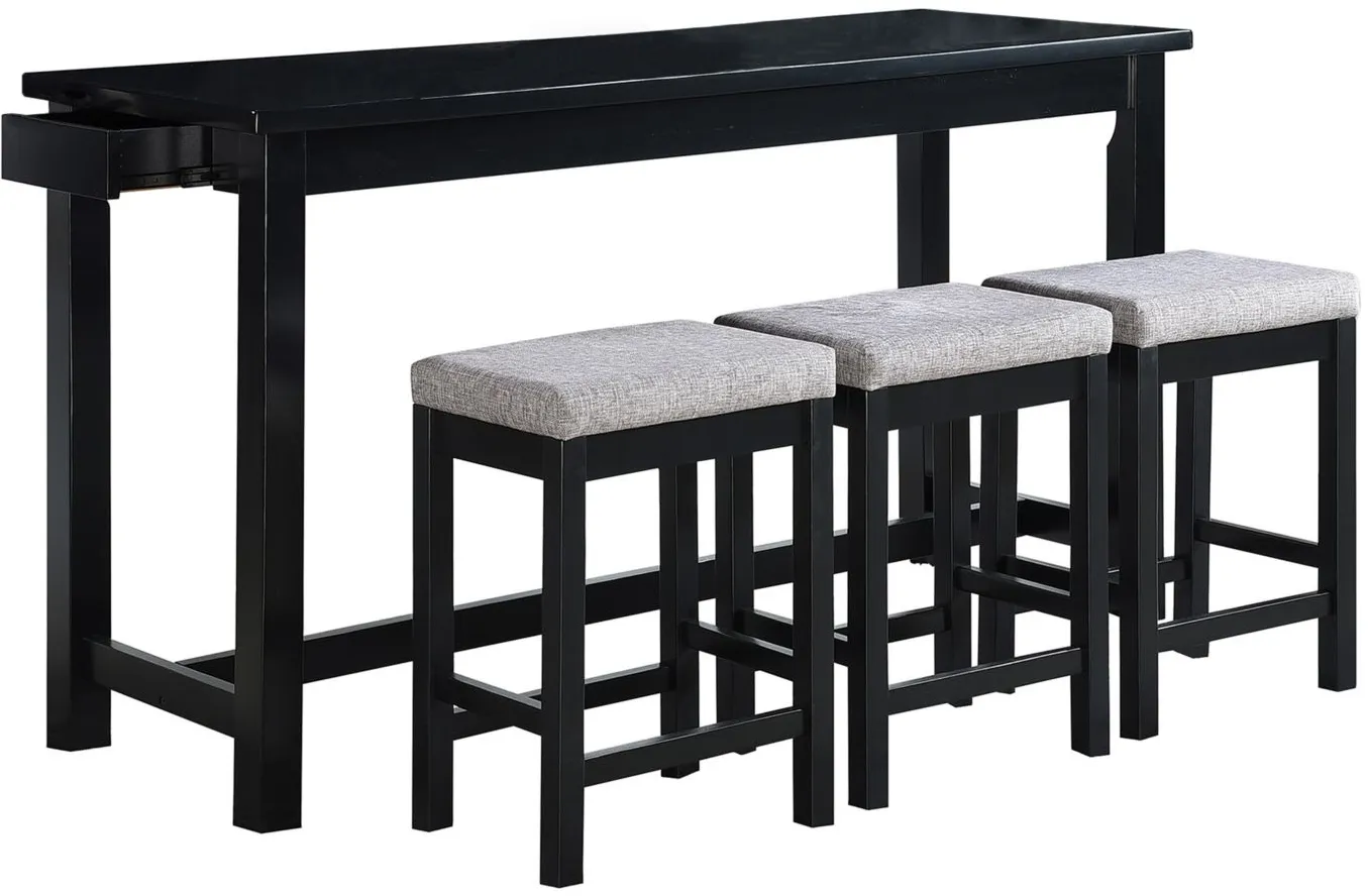 Holders 4-pc. Counter-Height Dining Set w/ USB Port and Power Outlet in Black by Homelegance
