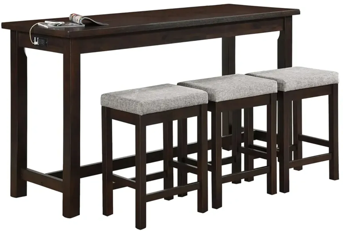 Holders 4-pc. Counter-Height Dining Set W/ Usb Port And Power Outlet in Espresso by Homelegance