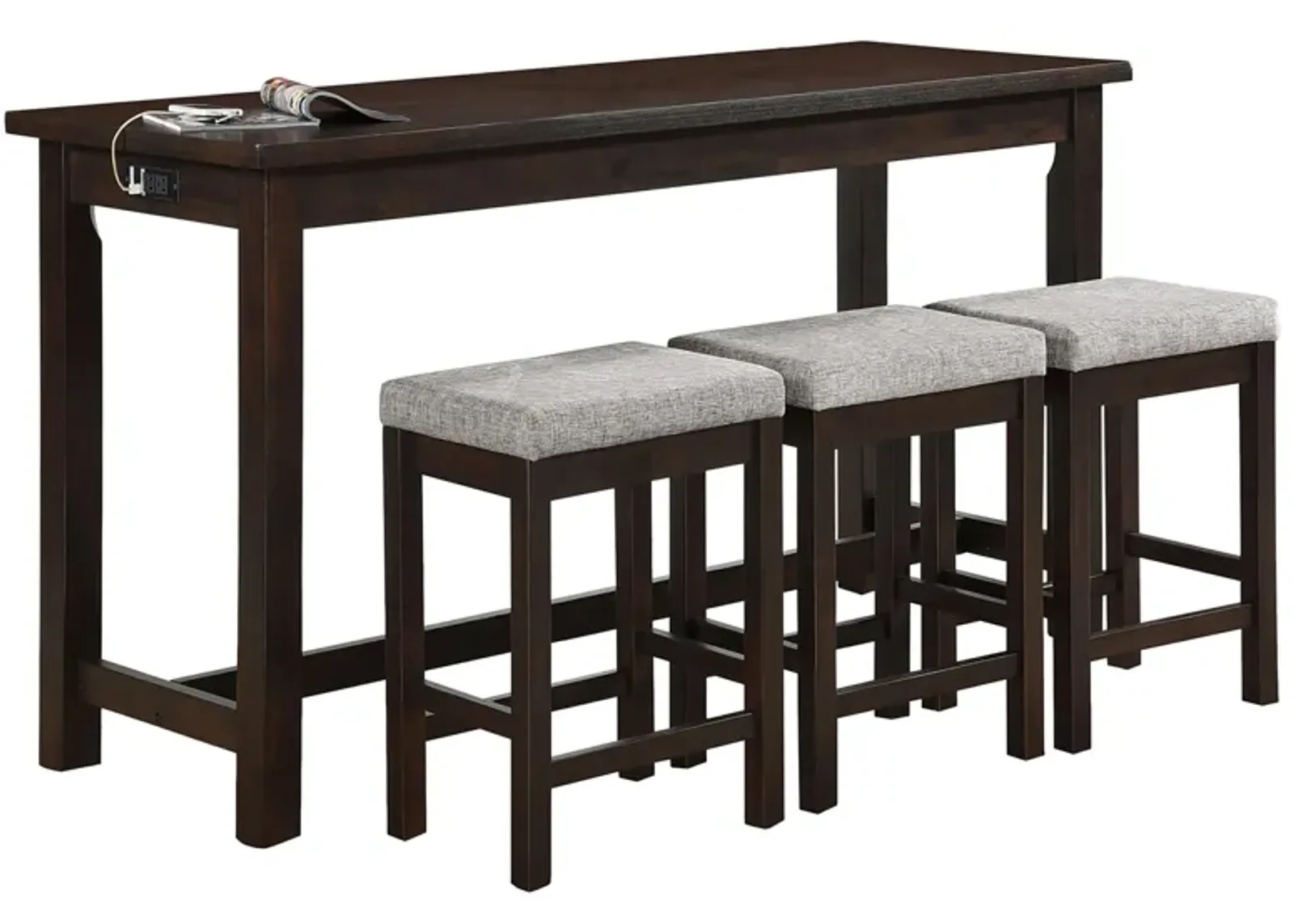 Holders 4-pc. Counter-Height Dining Set W/ Usb Port And Power Outlet in Espresso by Homelegance