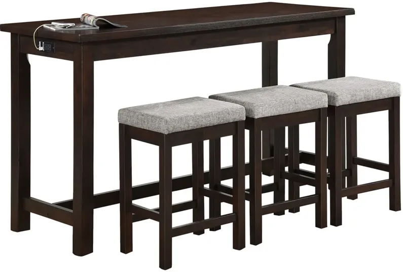 Holders 4-pc. Counter-Height Dining Set w/ USB Port and Power Outlet in Espresso by Homelegance