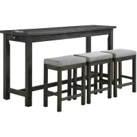 Holders 4-pc. Counter-Height Dining Set w/ USB Port and Power Outlet in Gray by Homelegance