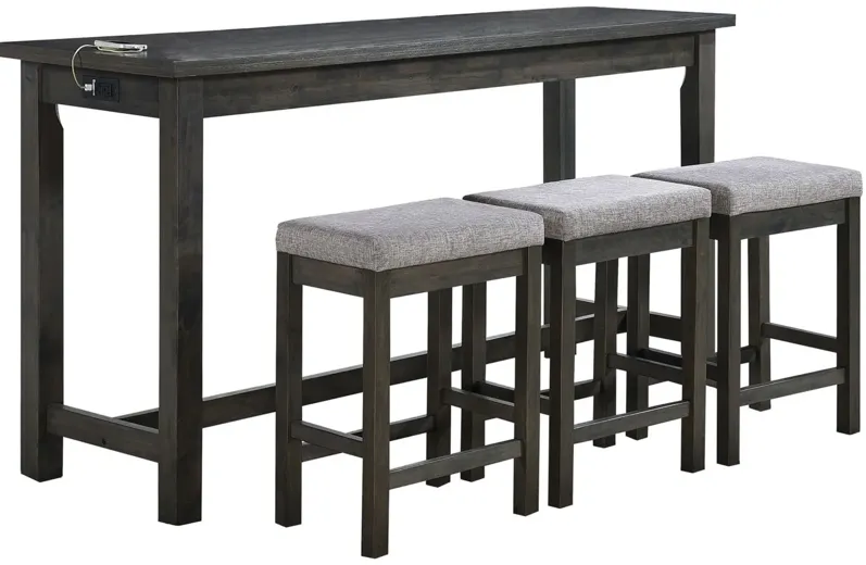 Holders 4-pc Counter-Height Dining Set W/ Usb Port And Power Outlet in Gray by Homelegance