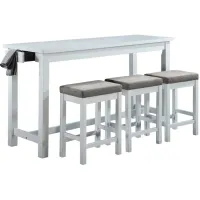 Holders 4-pc. Counter-Height Dining Set w/ USB Port and Power Outlet in White by Homelegance