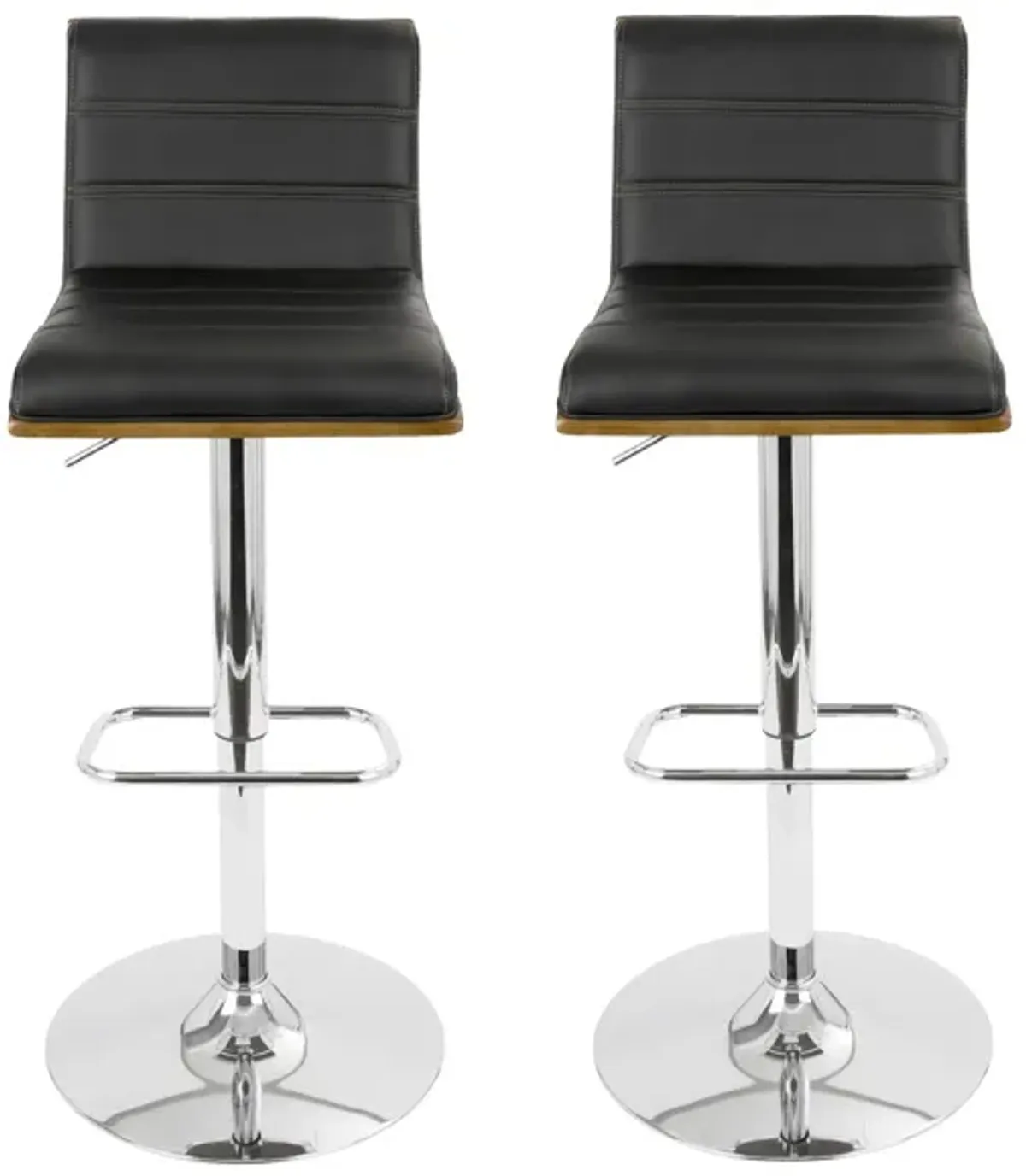 Vasari Adjustable Barstool- Set of 2 in Chrome;Walnut;Matte Black by Lumisource